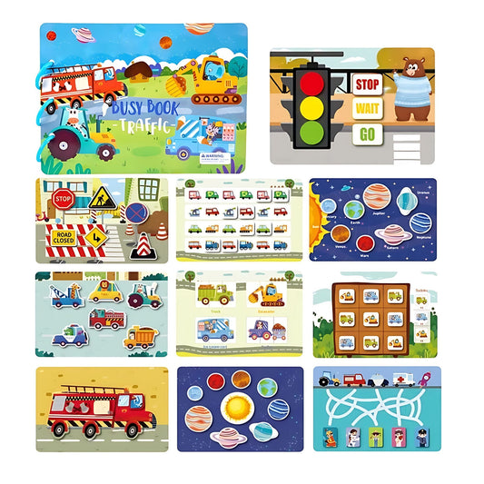 Montessori toy sticker busy book cover for toddlers interactive learning