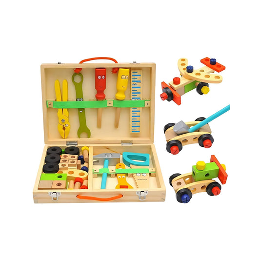 Montessori Toys Wooden & Plastic Toolbox for Toddlers! Front 