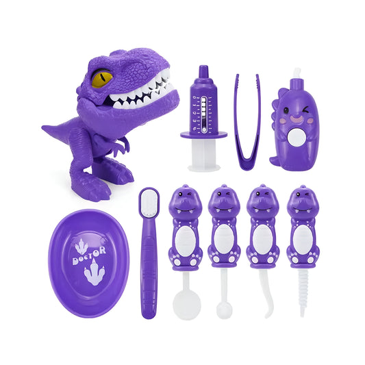 Montessori toy dinosaur dentist set with tools for STEM learning and role play