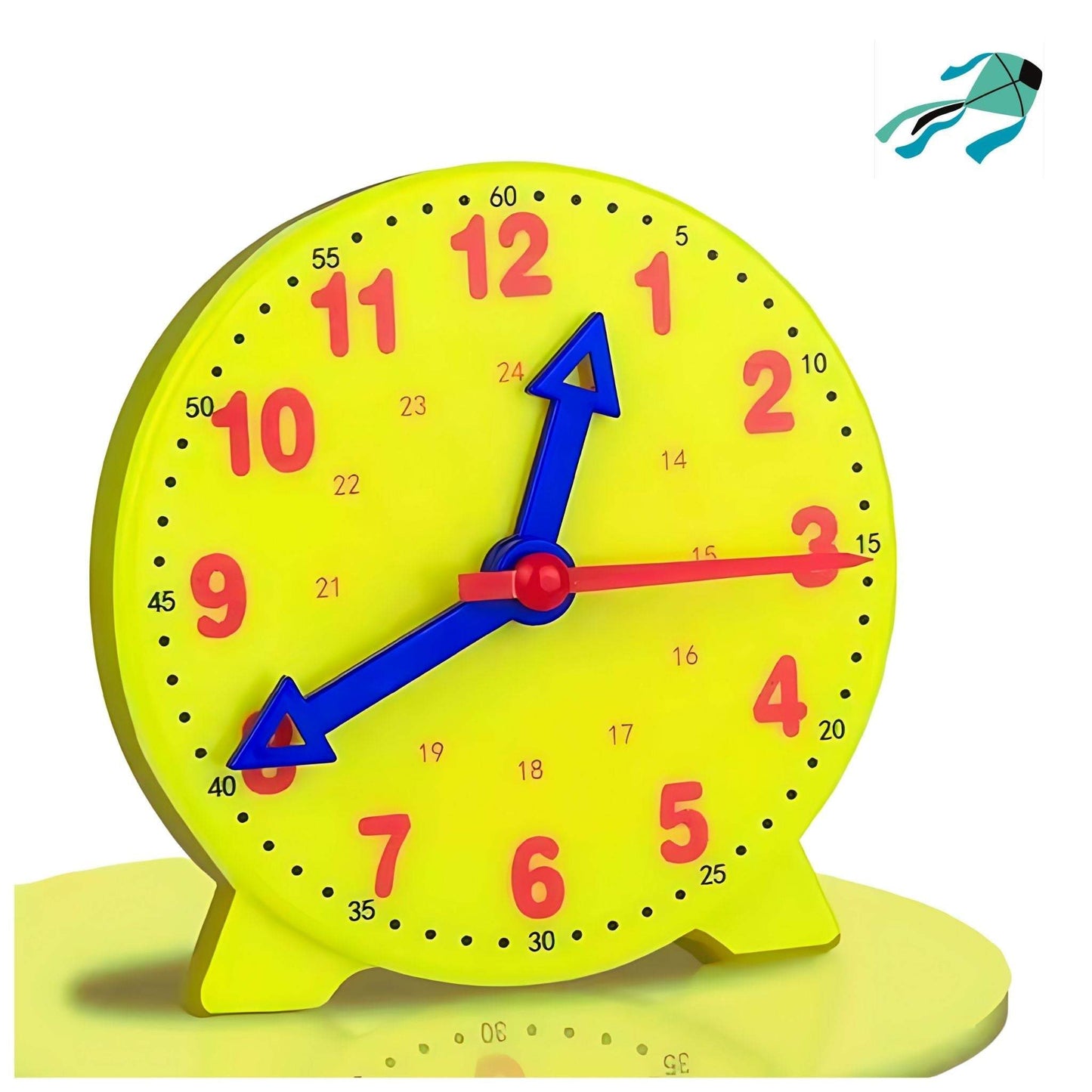 Montessori toy yellow teaching clock for kids' time-telling practice