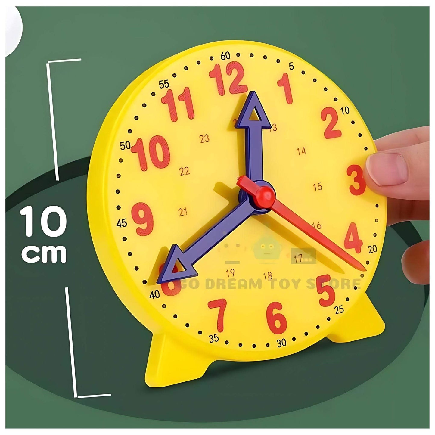 Montessori toy teaching clock with size measurement for learning time-telling