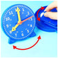 Montessori toy teaching clock demonstrating time-telling for kids