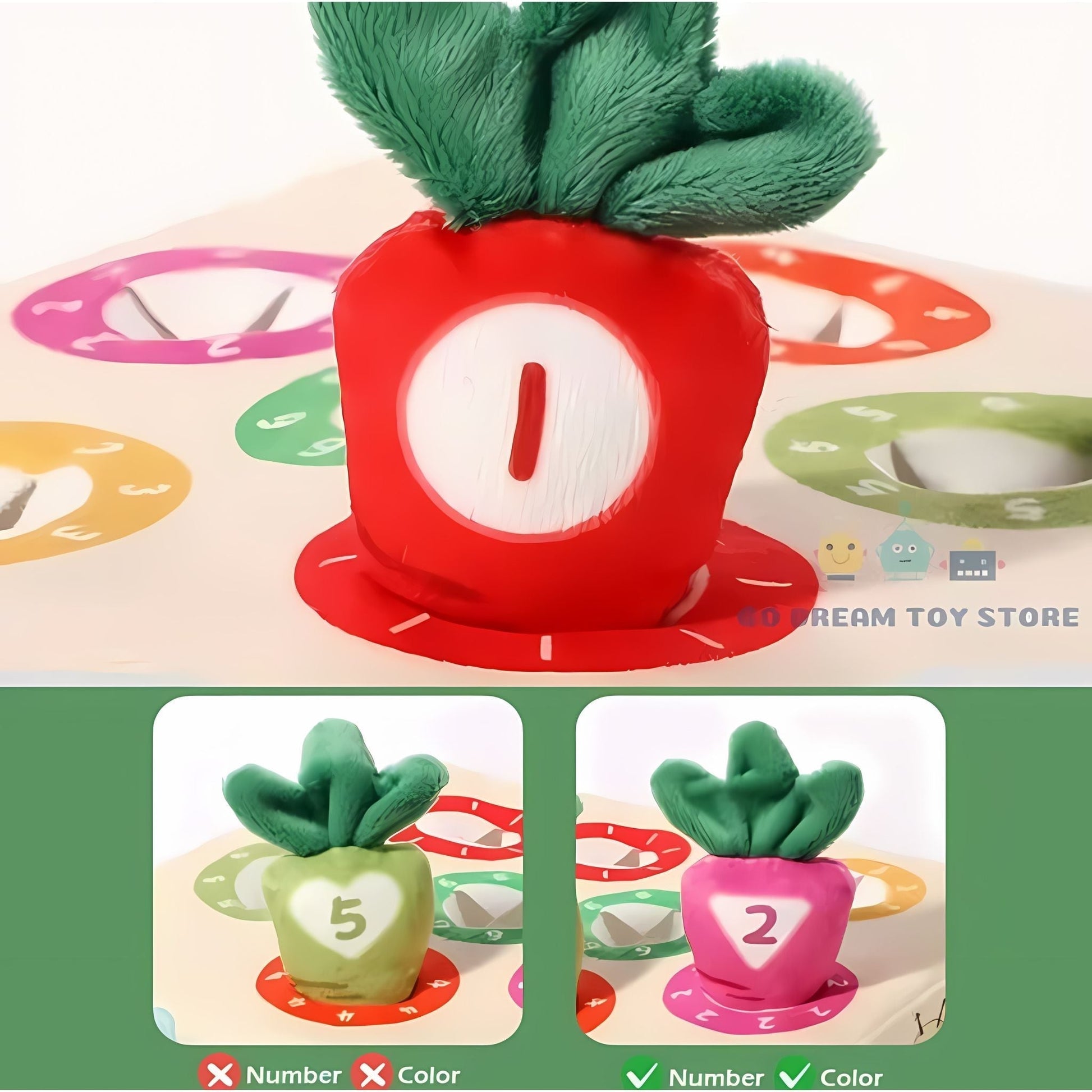 Montessori toy carrot harvest game close Up