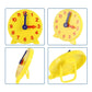 Montessori toy teaching yellow clock in different angle