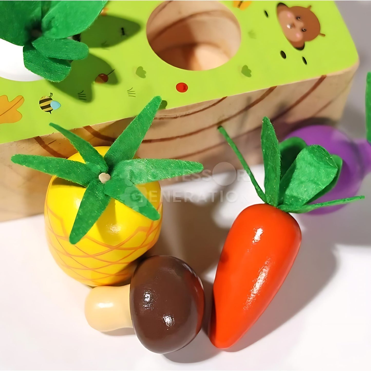 Montessori Toy: Wooden Vegetable & Fruits Shape Sorting Game for Kids! Fruits