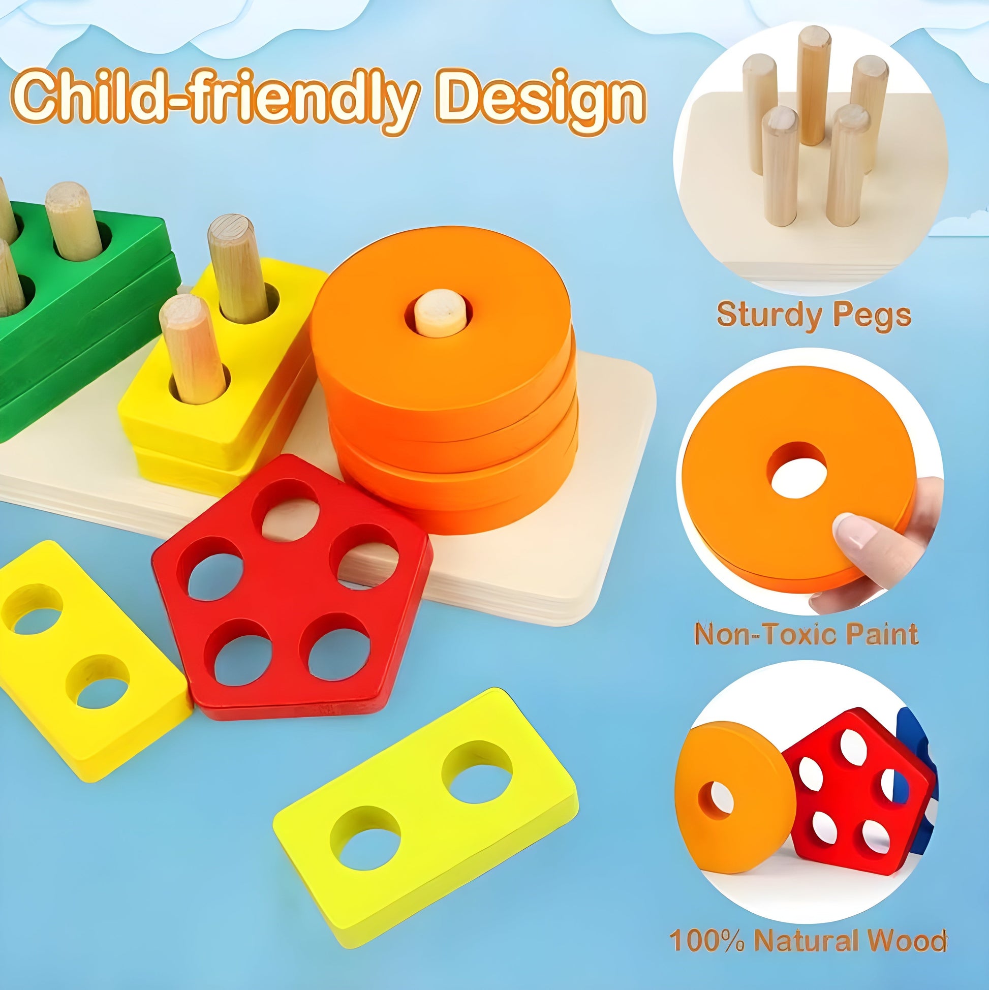 Montessori toy shape stacking board products quality